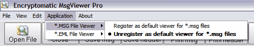 default .msg or .eml file handler