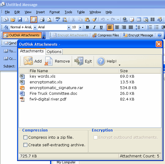 Screenshot of OutDisk FTP for Outlook