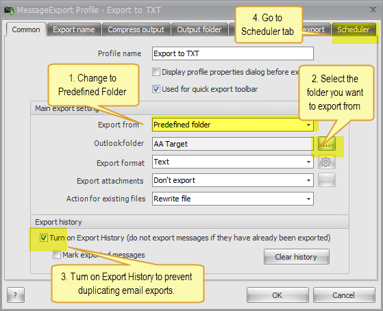 Setting up MessageExport profiles. MessageExport is an Outlook add-in for saving email messages.