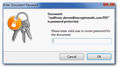Screen image showing how to open an encrypted PDF file using PDF Xchange viewer.