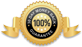 30 day moneyback guarantee, gold 100% logo.
