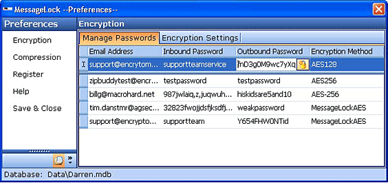 MessageLock password entry screen.