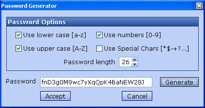 MessageLock password generation screen shot.