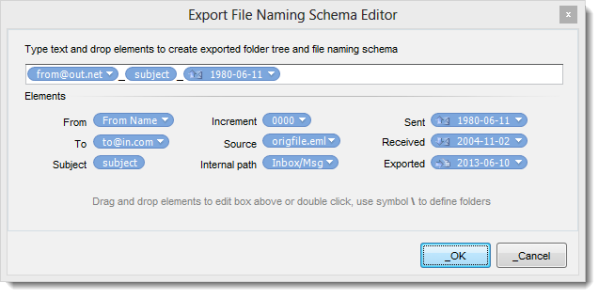 Apply a custom file naming structure on converted .msg files