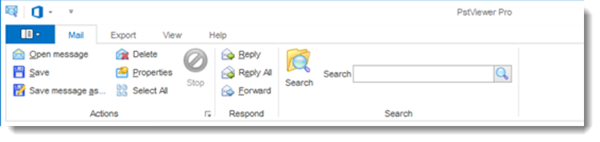 Pst Viewer Pro toolbar provides quick access to useful functions.
