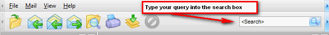 Screen image of MailDex toolbar with quick search text field.
