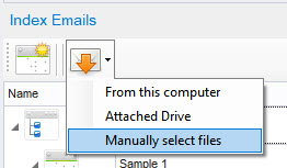Screen image showing how to add email files to MailDex.