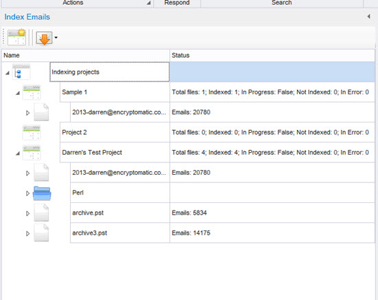 Screen image showing the folder structure of a .mbox file.