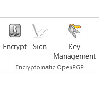 OpenPGP add-in for Outlook, tool bar in Microsoft Outlook.