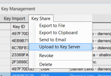 Sharing a PGP public key.